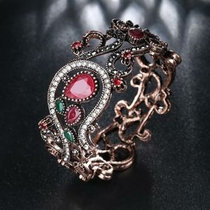 Turkish style antique gold color cuff bracelet